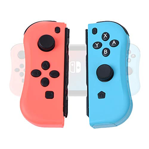 DerLin Replacement Joy-Con (L/R) Controllers for Nintendo Switch, Wireless Joy Con Pad Joysticks - Blue/Neon Red