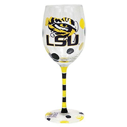 Jenkins Enterprises LSU Tigers Purple and Gold Hand Painted Wine Glass