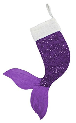 Midwest-CBK Purple Sequined Mermaid Tail Christmas Holiday Stocking