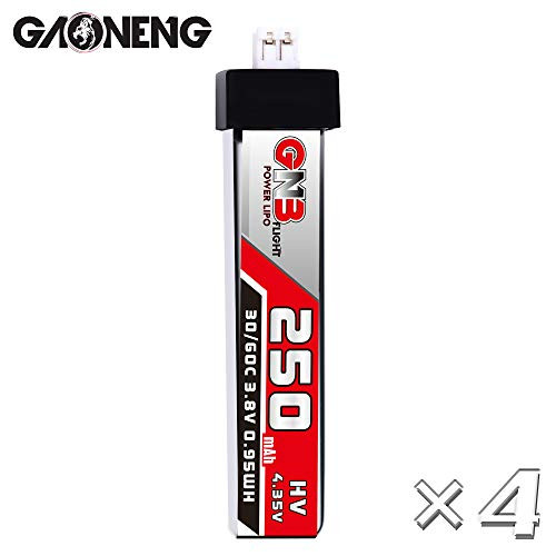 GaoNeng 4Packs GNB 1S 250mAh LiPo 3.8v Batteries for Tiny Whoop HV PH2.0 30C