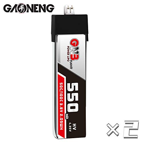 GAONENG GNB 1S 550mAh LiPo Batteries 3.8v HV JST-PH2.0 50C 2 Packs for Tiny Hawk