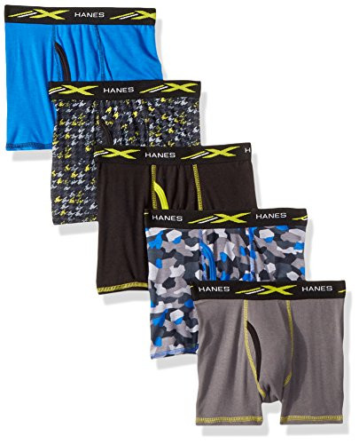 Hanes Boys' Active Cool X-Temp Boxer Brief 5-Pack, Assorted, Small