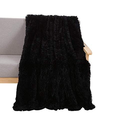 YOUSA Super Soft Shaggy Faux Fur Blanket Ultra Plush Decorative Throw Blanket 63''x79'', Black YOUSA Super Soft Shaggy Faux Fur Blanket Ultra Plush Decorative Throw Blanket 63''x79'', Black