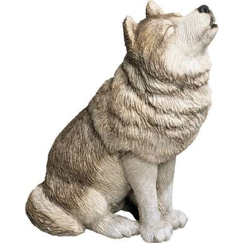 Sandicast Mid Size Gray Wolf Sculpture, Howling