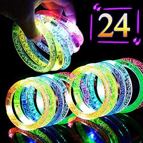 HDHF 24PCS Light Up Bracelets Flashing Colorful LED Bracelet Glow in The Dark Party Supplies,Fluorescence Stick Glow Bracelet Light Up Toys for Wedding,Birthdays,Concert,Night Games Rave Party