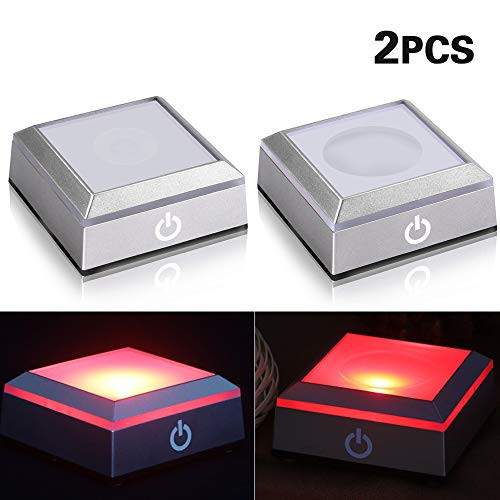 2 Pack LED Light Base Show Stand Display Plate with Sensitive Touch Switch for 3D Laser Crystal Glass Art