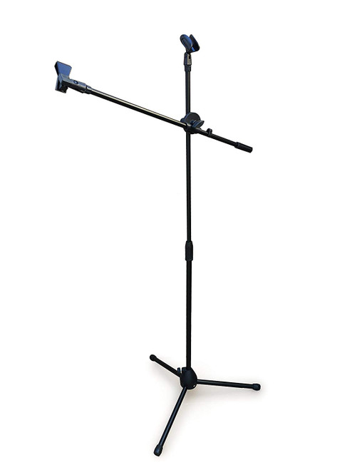Black Tripod Boom Microphone Stand - Convenient, Portable, and Adjustable Mic Stand