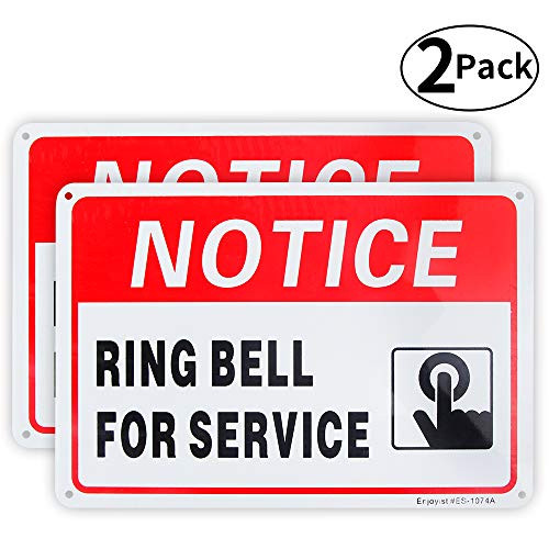 2 Pack Ring Bell for Service Sign, 10"x 7" .04" Aluminum Sign Rust Free Aluminum-UV Protected and Weatherproof