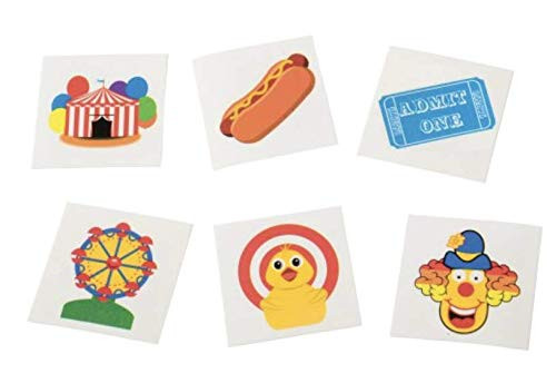 144 Piece Carnival Circus Temporary Tattoos