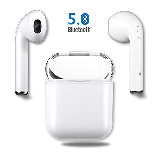 Bluetooth Headphones Wireless Sports Earbuds Stereo Earphones Sweatproof Headsets Noise Cancelling Headsets for X/8/7/6/6s Plus S7 S8 S9 S10 Plus Samsung Galaxy Huawei-White