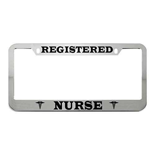Speedy Pros License Plate Frame Registered Nurse Zinc Weatherproof Car Accessories Chrome 2 Holes 1 Frame