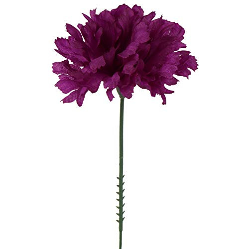 Larksilk Purple Silk Carnation Picks, Artificial Flowers for Weddings, Decorations, DIY Decor, 100 Count Bulk, 3.5" Carnation Heads with 5" Stems