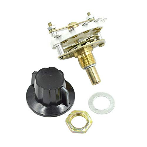 BokWin 1 Pole 5 Position 1 Deck Band Channel Rotary Switch Selector with Black Knob 1P5T 1Set