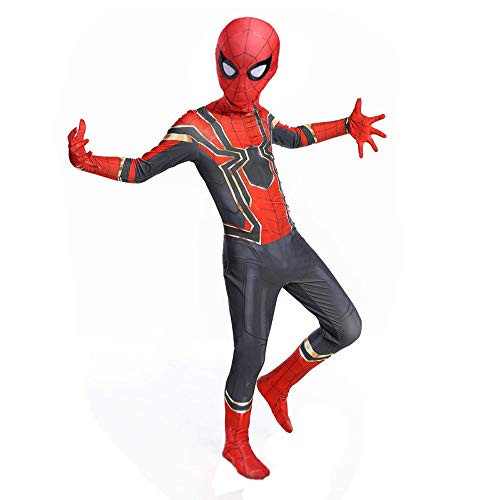 YongEnShang The Spider-Verse Kids Bodysuit Miles Morales Spiderman Costume Superhero Costumes Lycra Spandex Zentai Halloween Cosplay Costumes (120)