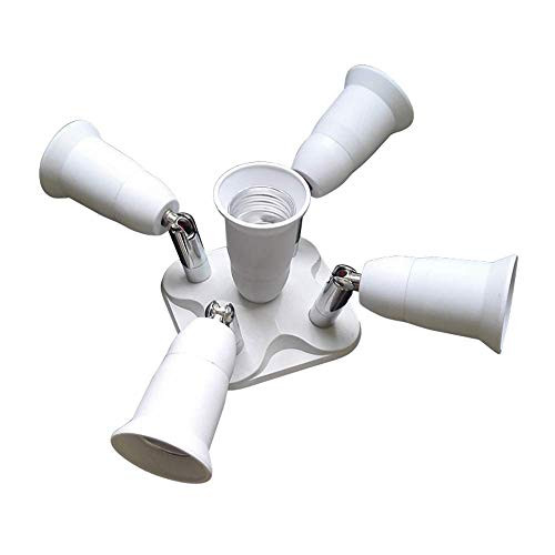 Lheng E27 Socket Adapter,5 in 1 Moving-Head Bulb Adapter Holder E27 Screw Base Lamp Socket Splitter,E27 TO 5E27