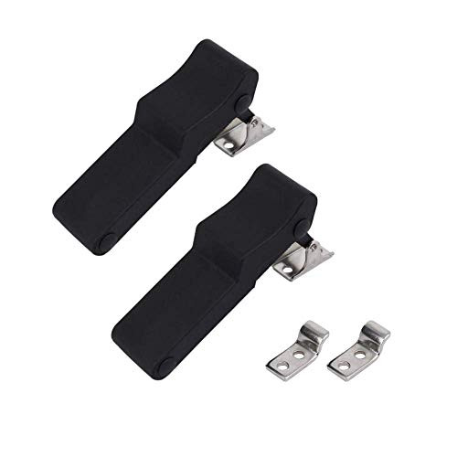 Flexible Rubber Draw Latch, 2 Pcs Black Rubber Over thermoplastic elastomer Boat Latch Center Boat Latch Door Handle with Concealed Keeper for Cooler, Boat Compartment, Cargo Box