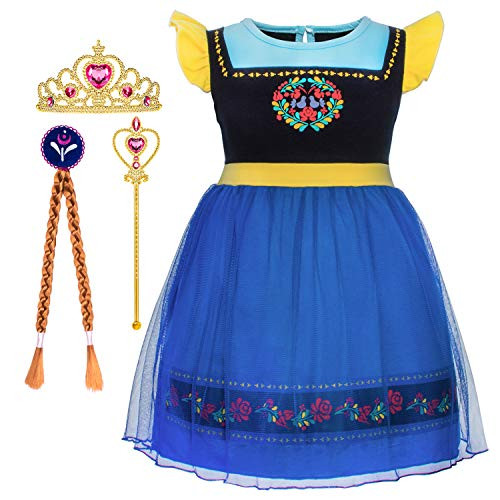 Cmiko Princess Anna Costume Dresses Short Sleeves Dress Up Clothes Skirts for Toddler Little Girls Cosplay Birthday Party with Tiara Magic Wand and Wigs Accessories Size 4t 5t M(5) 4-5 Years (Blue) Cmiko Princess Anna Costume Dresses Short Sleeves Dress Up Clothes Skirts for Toddler Little Girls Cosplay Birthday Party with Tiara Magic Wand and Wigs Accessories Size 4t 5t M(5) 4-5 Years (Blue)