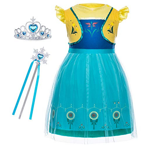 Cmiko Princess Anna Costume Dresses Clothes Skirts for Toddler Little Girls Dress Up Cosplay Birthday Party with Tiara and Magic Wand Accessories Size 2t 3t XS(3) 2-3 Years (Green) Cmiko Princess Anna Costume Dresses Clothes Skirts for Toddler Little Girls Dress Up Cosplay Birthday Party with Tiara and Magic Wand Accessories Size 2t 3t XS(3) 2-3 Years (Green)