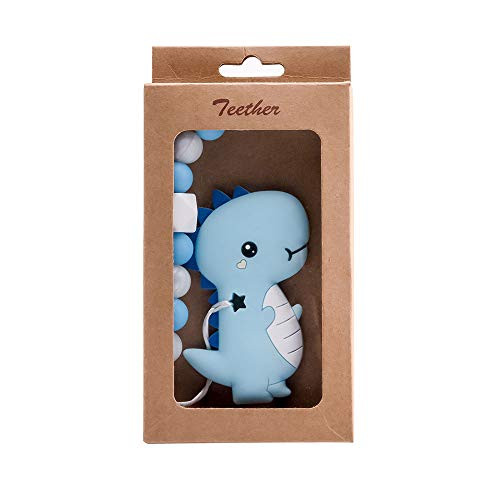 Biter teether Silicone Pacifier Chain Bpa Free Dinosaur Pendant Chewing Beads Teething Binky Holder for Boys Girls