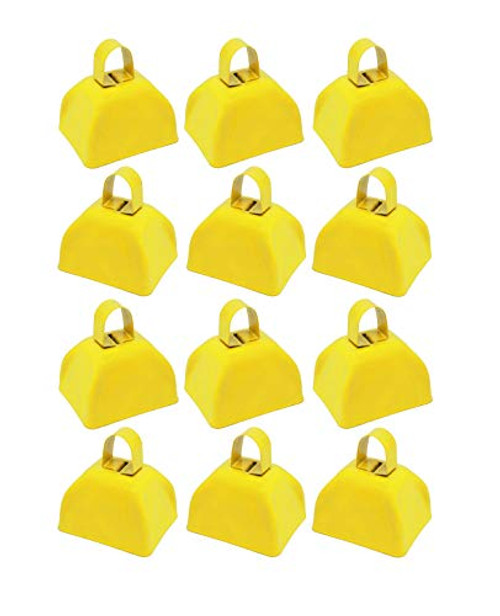 Metal School Cowbells - Set of 12 Yellow Metal Cowbell Noisemakers (Yellow Cowbells) Metal School Cowbells - Set of 12 Yellow Metal Cowbell Noisemakers (Yellow Cowbells)