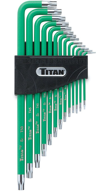 Titan Tools 12715 Extra-Long Arm Tamper Resistant Star Key Set - 13 Piece