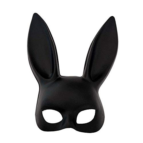 Boogaa Bunny Mask, Masquerade Rabbit Mask for Birthday Easter Halloween Cosplay Party Costume Accessory Black