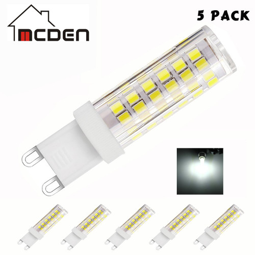 McDen G9 LED Dimmable, G9 LED Light Bulbs, Dimmable, 6W Daylight White, 6000K, LED Corn Light Bulbs (Pack of 5) McDen G9 LED Dimmable, G9 LED Light Bulbs, Dimmable, 6W Daylight White, 6000K, LED Corn Light Bulbs (Pack of 5)