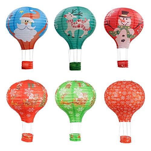 Hot Air Balloon Paper Lanterns for Wedding Birthday Engagement Christmas Party Decoration Christmas Set Pack of 6