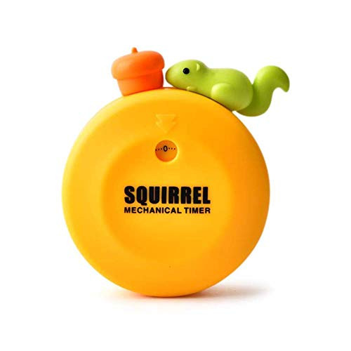 Cute Squirrel Machinery Timers 60 Minutes Mechanical Kitchen Cooking Timer Clock Loud Alarm Counters Manual Timer Kitchen Utensil with Magnet (Yellow)
