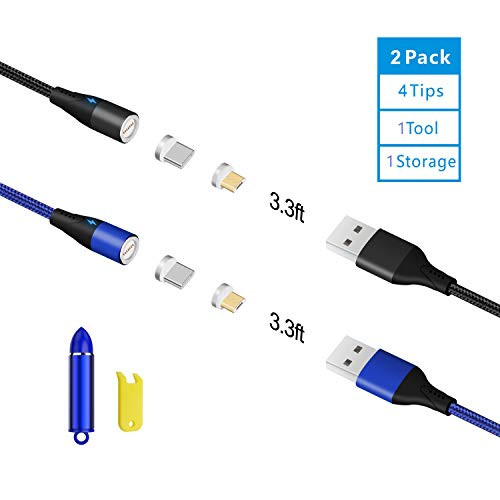 Magnetic Charger Cable?Data Sync Magnetic Cable Compatible with USB-C Phones and Micro-USB Interface Phones & Tablets