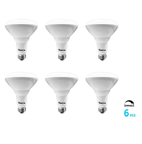 BR30 LED Bulb Dimmable, 9W (60W Equivalent) 680LM and 2700K Warm White Flood Light Indoor, E26 Medium Screw Base Light Bulb for Bedroom & Dinning Room, UL & Energy Star, 6 Packs by Youtime