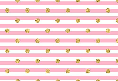 MEHOFOTO 8x6ft Photography Backdrops Cute Pink and White Stripes Gold Polka Dots Baby Shower Girl Birthday Party Decorations Banner Photo Studio Booth Background