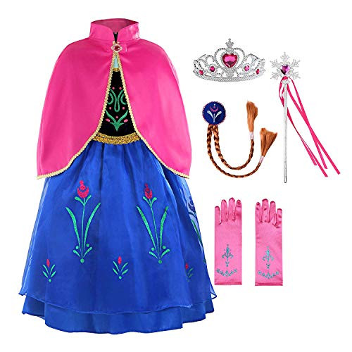 Padete Little Girls Anna Princess Dress Elsa Snow Party Queen Halloween Costume (6 Years, Navy Blue with Accessories) Padete Little Girls Anna Princess Dress Elsa Snow Party Queen Halloween Costume (6 Years, Navy Blue with Accessories)