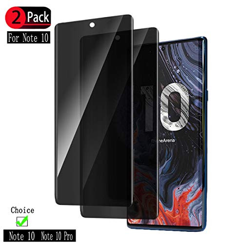 2Pack Galaxy Note 10 Privacy Screen Protector, SunCable [Anti-Spy] [Anti-Fingerprint] [9H Hardness][3D Coverage][Bubble-Free] Tempered Glass Screen Protector for Samsung Galaxy Note 10 (Note 10)