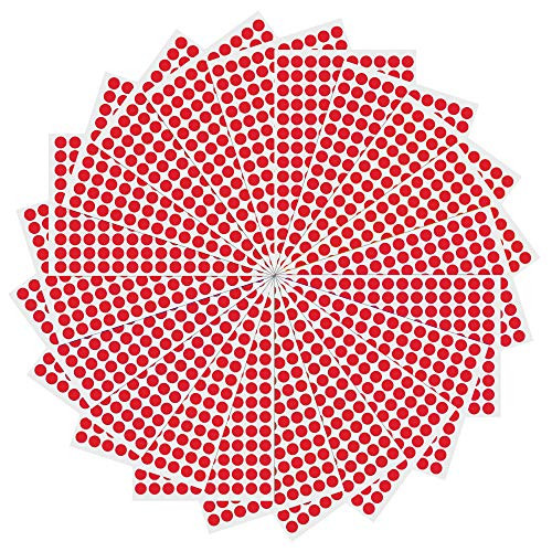 3000 Pack, 0.375" Round Color Coding Circle Dot Sticker Labels - Red