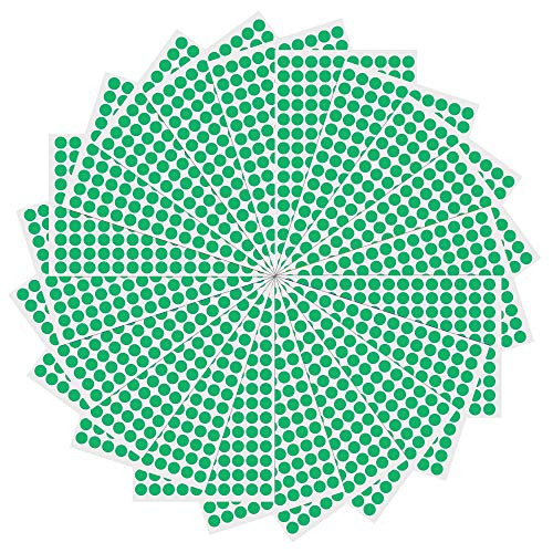 3000 Pack, 0.375" Round Color Coding Circle Dot Sticker Labels - Green