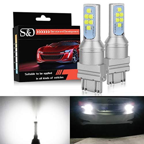 Super Bright 3157 LED Light Bulbs White Pack of 2, 3157 LED Brake Lights, 3157 LED Backup Reverse Lights, 3156 LED Reverse Lights, 12x FLS3535 Chipsets - 3056 3156 3057 3157 4157 LED Bulbs