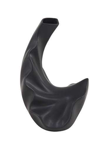 Deco 79 Modern Ceramic Leaf Vase 7" W x 13" H Black