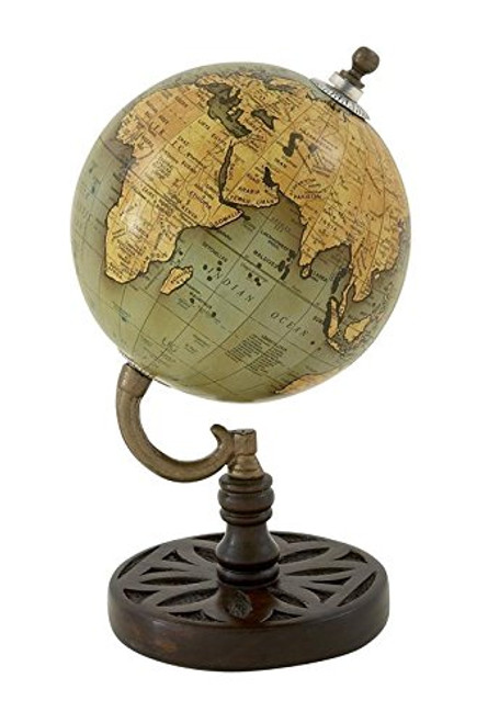 Deco 79 Wood Metal PVC Globe 5" W, 9" H-94436, 5" x 9"