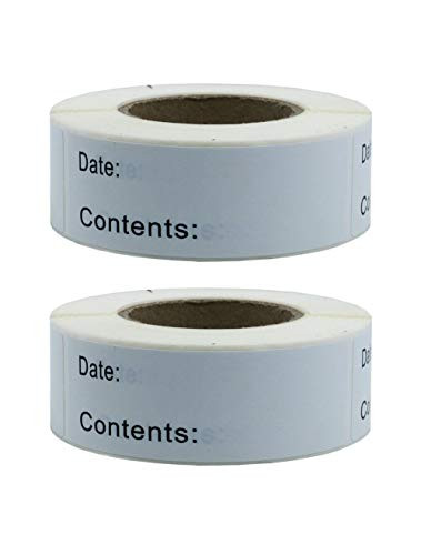 Richohome 2 Rolls Total 250 Pcs 1 x 3'' Self-Adhesive Removable Freezer Food Labels Self-Adhesive Removable Storage Refrigerator Food Date Labels Easy Clean Leaves No Residue