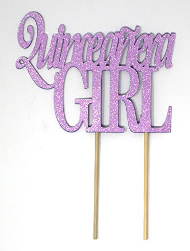 All About Details Quinceanera Girl Cake Topper (Glitter Pastel Purple)