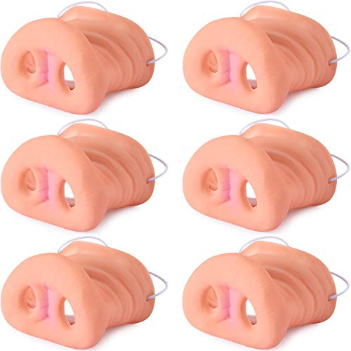 Blulu Pig Nose Hog Snout Toy with Elastic Band for Kids Costume Halloween Party Favor Accessories (6 Pieces)