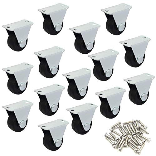 Modell 15 Pack 25mm/1-inch Dia. Rubber Single Wheel Rigid Non-Swivel Top Plate Fixed Casters