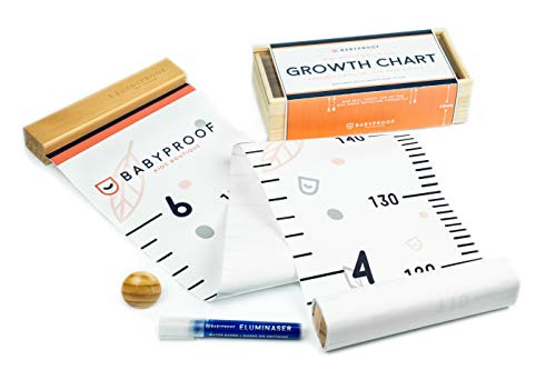 Growth Chart for Kids by Baby Proof - Measuring Height Chart/Kids Decor with Wooden Box! Cute Baby Shower Gift and First Birthday Gift - Size Chart Measurement, Leafy Growth Chart Ruler for Wall