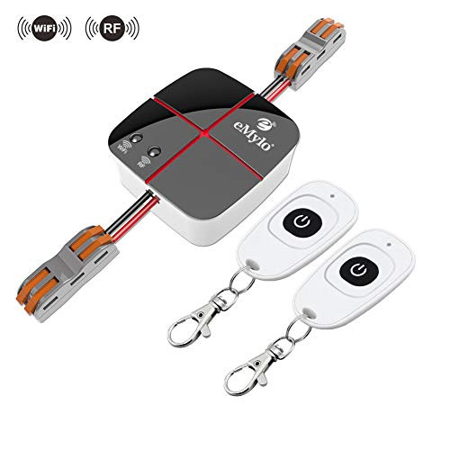 eMylo Smart WiFi Relay Switches Wireless 433Mhz RF Remote Control Light Switch Timer Controller for Household Appliance Compatible with Alexa, Google Home DC 5V-24V 1 Channel