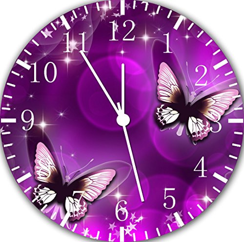 Borderless Purple Butterfly Frameless Wall Clock E25 Nice for Decor Or Gifts