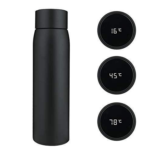 Skedee Smart Water Bottle Cup, Vacuum Insulated Double Walled Stainless Steel Water Bottle Keep Drink Hot & Cold, Temperature Display Sports Drink Flasks(Black)
