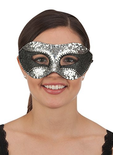 Jacobson Hat Company Sequin & Glitter Mask, Black/Silver