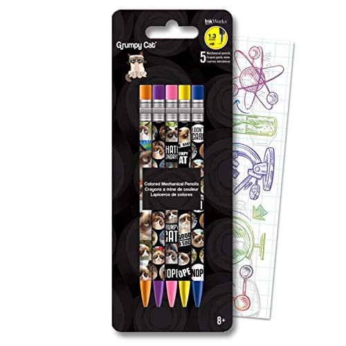 Grumpy Cat Colored Mechanical Pencil Set Bundle Includes 5 Pencils with Colorful Fun Separately Licensed GWW Bookmark