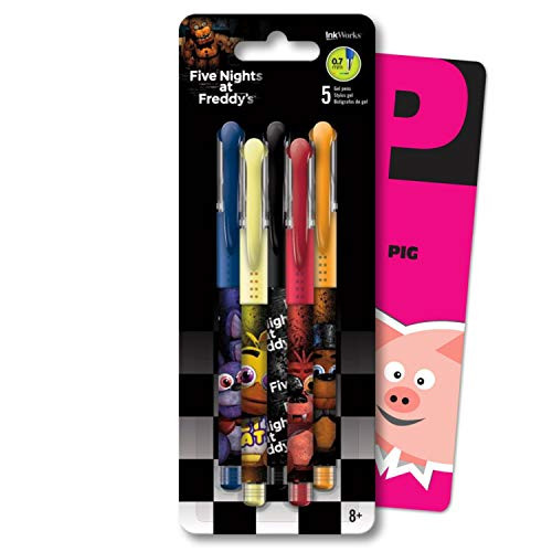 Five Nights at Freddy's Colored Gel Pens 5 Pack Bundle Includes 5 FNAF Colorful Colored Pens with Fun Separately Licensed GWW Bookmark